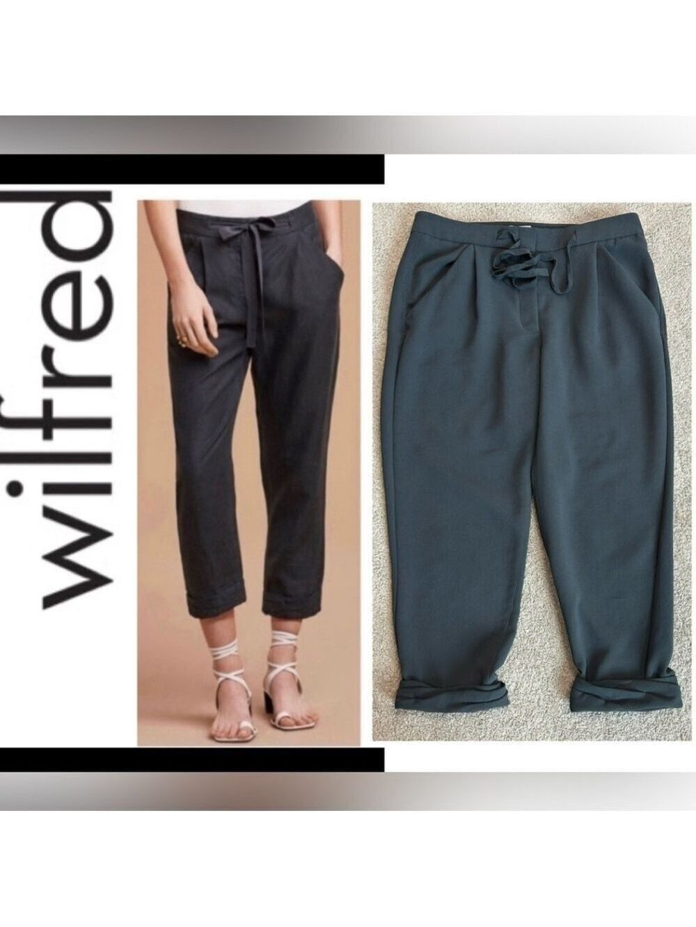 Aritzia Wilfred gray Allant cropped linen ankle length pants Sz 6